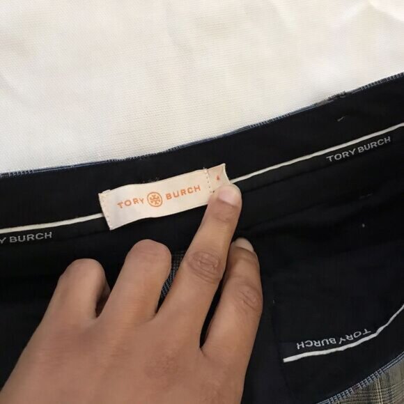 Tory Burch Gray Plaid Pleated Wool Blend Mid Rise Academia Dress Pants - 4 - Picture 9 of 9